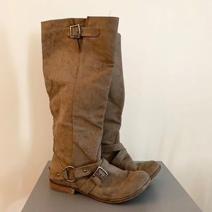 Tan Tall Boots with Three Buckle Design Very Comfy
